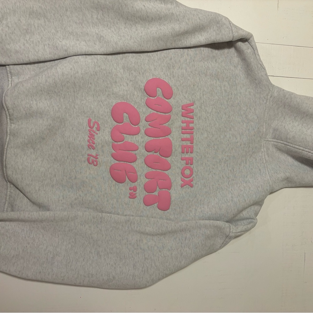 White Fox Boutique Gray and Pink Sweatshirt